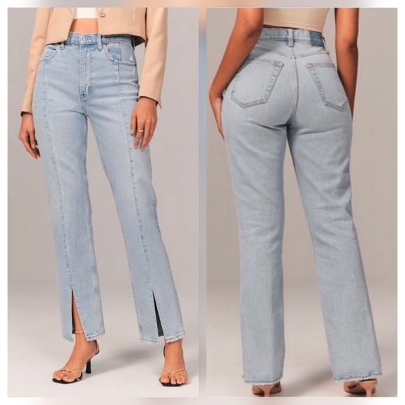 Abercrombie & Fitch Denim - Abercrombie Sz 25‎ The 90s Straight Ultra High Rise Curve Love Split Hem
